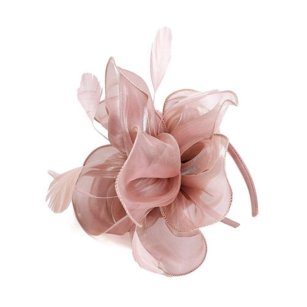 New Fascinator Women Ladies Silk Yarn Feather Hair Hoop Cocktail Party